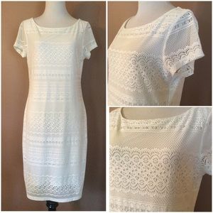 Banana Republic White Lace Shell Lined Dress